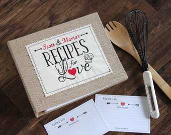 Personalized Recipe Binder / Book / Holder /Cookbook - Black and White- Love theme, Wedding, Hostess, Bridal Shower, Housewarming Gift