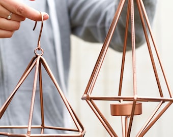 Geometric Decor, Candle Holder, Tea Light Holder, Tea Light Candles, Copper Decor, Outdoor Candle Lantern, Geometric Art, Metal Decor