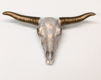 Faux Cow Skull/Animal Skull/Faux Taxidermy/Gold Skull/Longhorn/Animal Head/Anthropologie/Steer/Texas Long Horn/Bohemian Decor