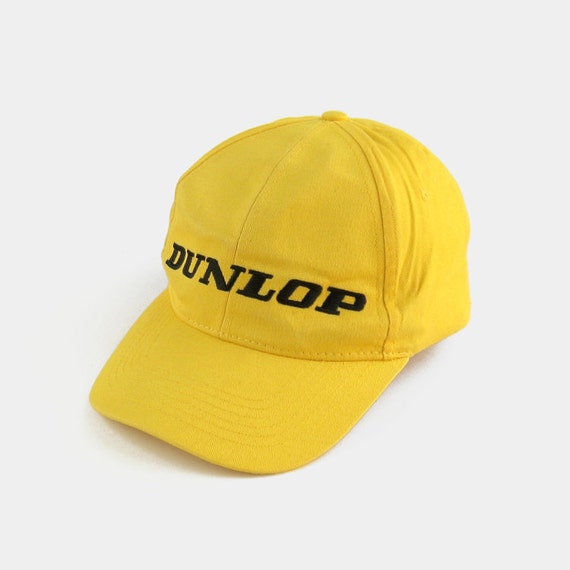 Vintage Dunlop Baseball Cap bright yellow hat golf snapback