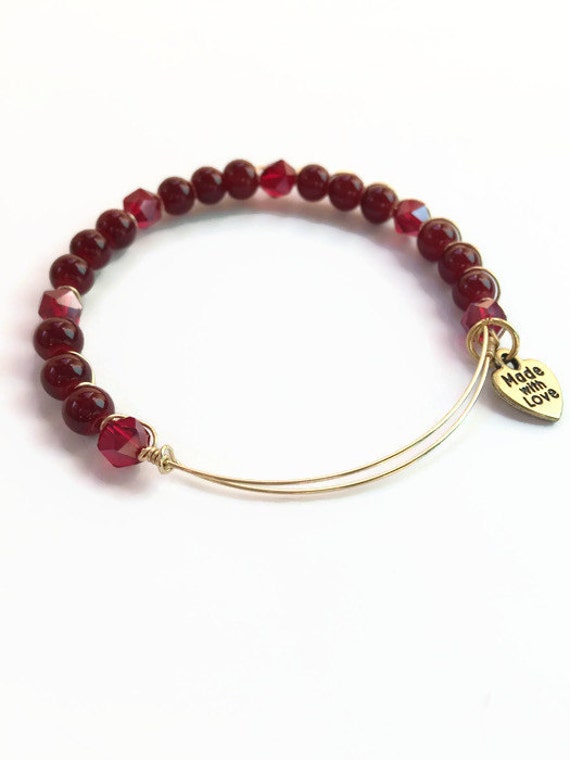 Items similar to Red Beaded Bracelet Crystal Bead Bracelet Red Crystal