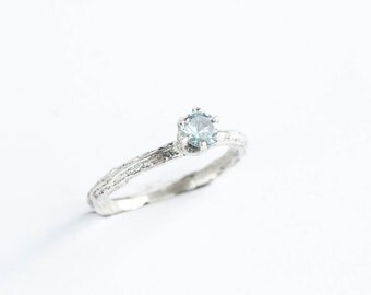 Aquamarine sterling silver twig ring, twig silver ring, sterling silver engagement ring