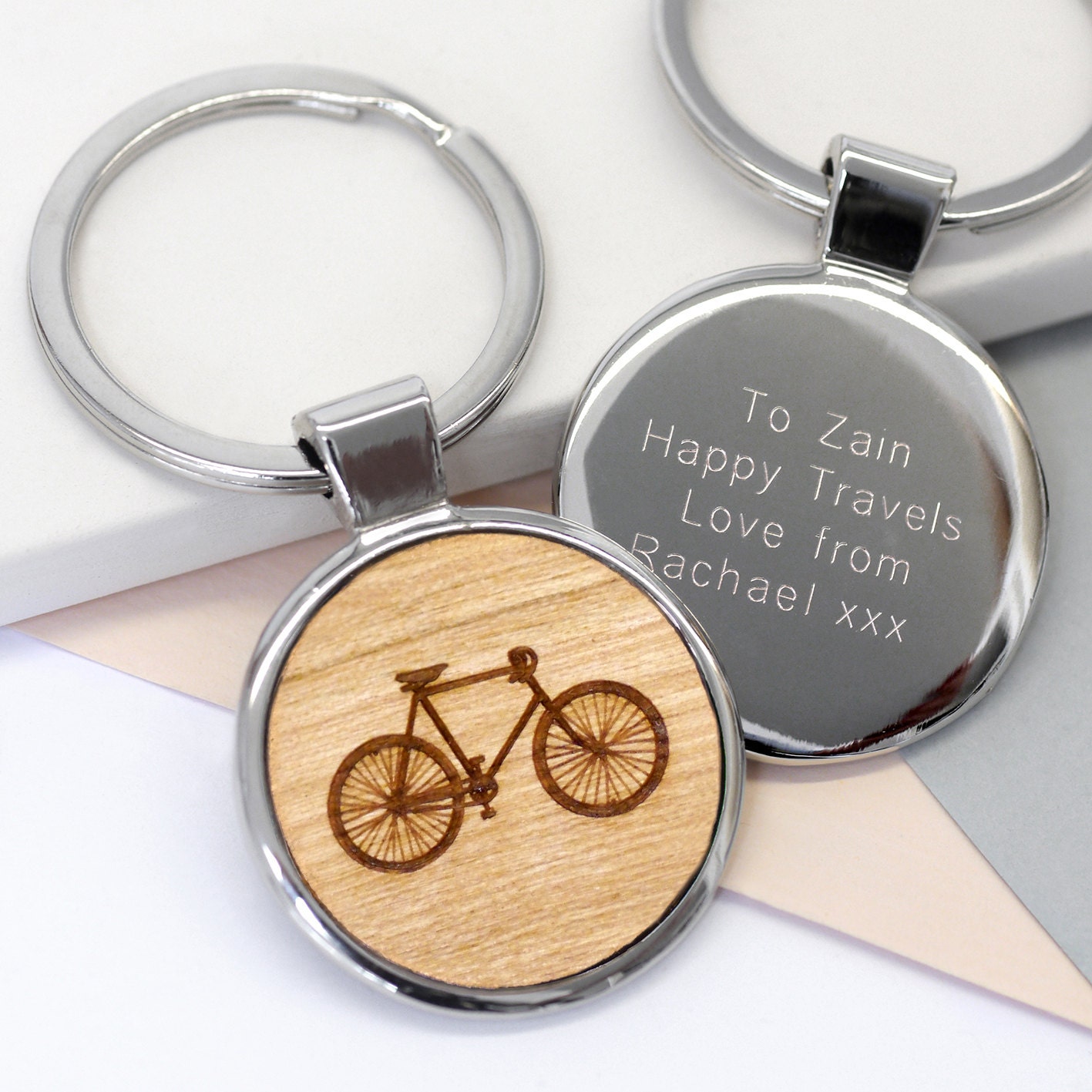 Bicycle Keyring Gift For Him Personalised Bike Key Ring