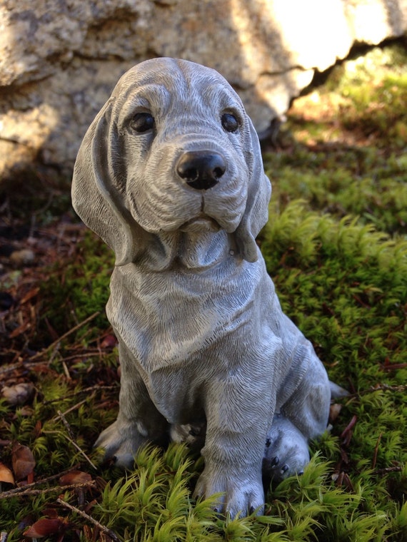 Beagle Statue Hound Basset Small Painted Concrete Garden