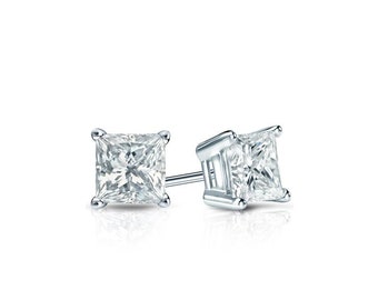 Princess cut diamond studs, gold diamond stud earrings, diamond earring studs, princess cut diamond earrings, wedding earring studs, diamond