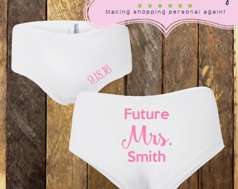 Bride Underwear, future mrs. boy shorts, bridal underwear, bachelorette underwear, bride undies, bridal shower gift, engagment gift