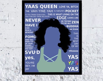 Broad City Ilana Glazer Quote Collage Art Print (Digital Downloadable Print)- BLUE