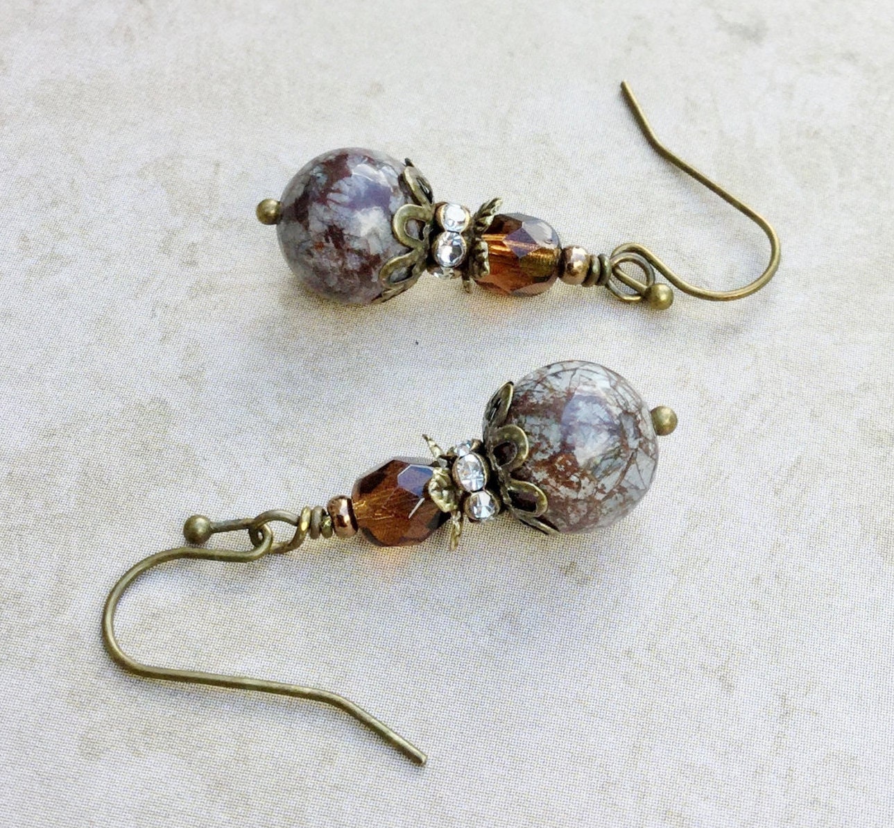 Brown Earrings Jasper Earrings Gemstone Earrings by SmockandStone