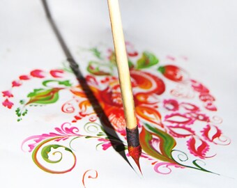 painting brush from the cat's fur brush for painting art brush for drawing small details folk brush handmade soft brush