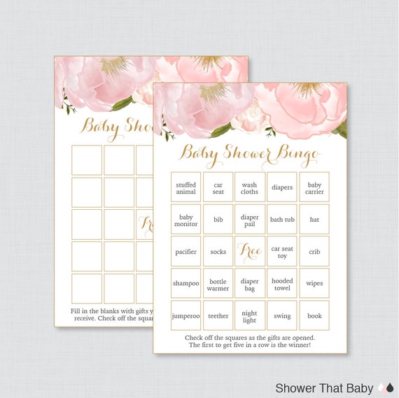 Floral Baby Shower Bingo Cards Printable Blank Bingo Cards