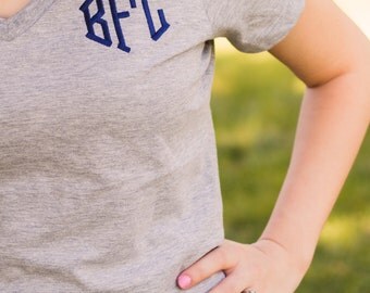 Womens Monogrammed V Neck T shirt | Monogrammed Tee | Ladies Monogram T shirt | Womens Monogram V Neck | Personalized T shirt | Womens Gift