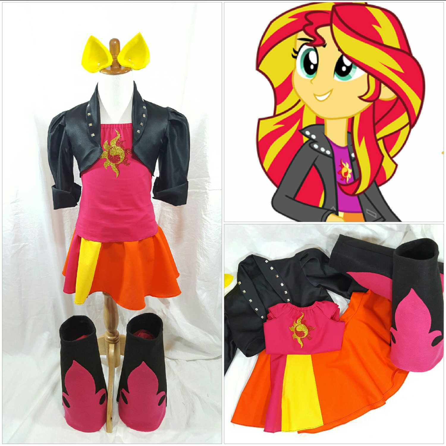 Sunset Shimmer MLP Costume Jacket Top Skirt Boots & Ears