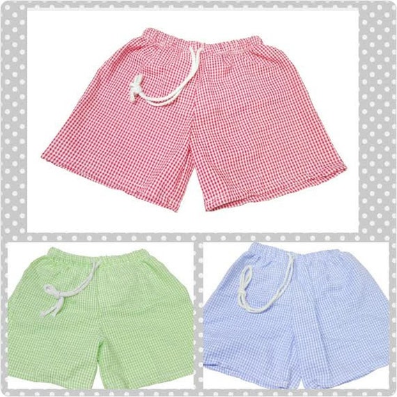Items similar to Boy's personalized Gingham Swim Trunks, Monogrammed