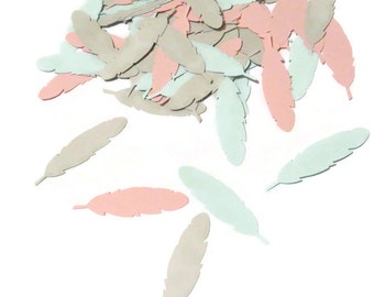 pastel feather confetti, wild one, dream big little one, babys first birthday, boho baby shower, bohemian gender reveal, 50 CT