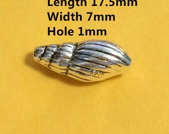 3 Sterling Silver Conch Beads, 925 Silver Sea Shell Beads, Seashell Beads, Conch Beads for Bracelet Necklace - E728