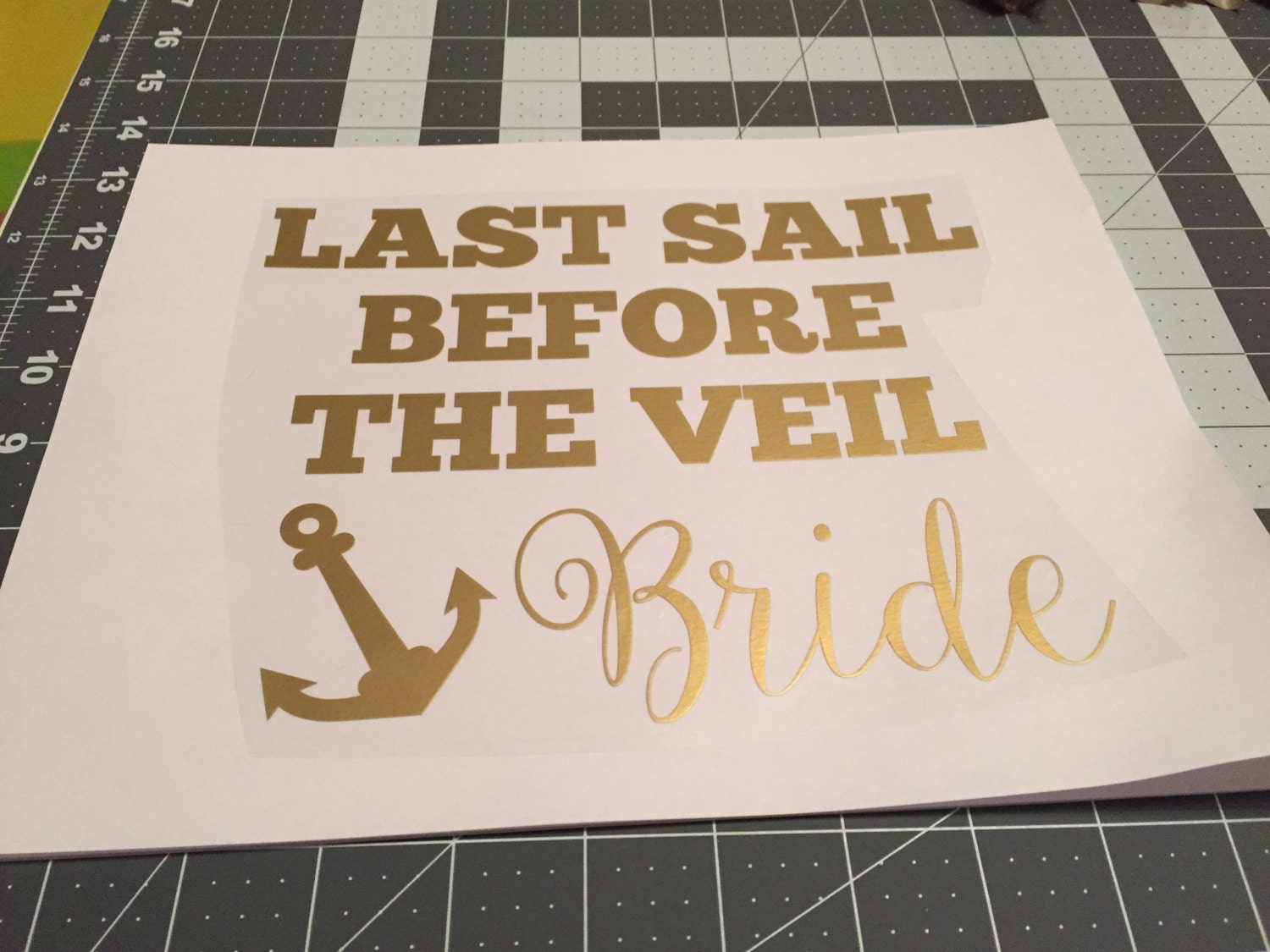Last Sail Before The Veil Iron On Vinyl Decal or Wedding