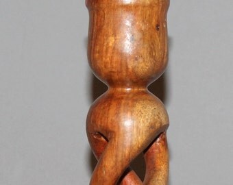Vintage hand carved wood candlestick