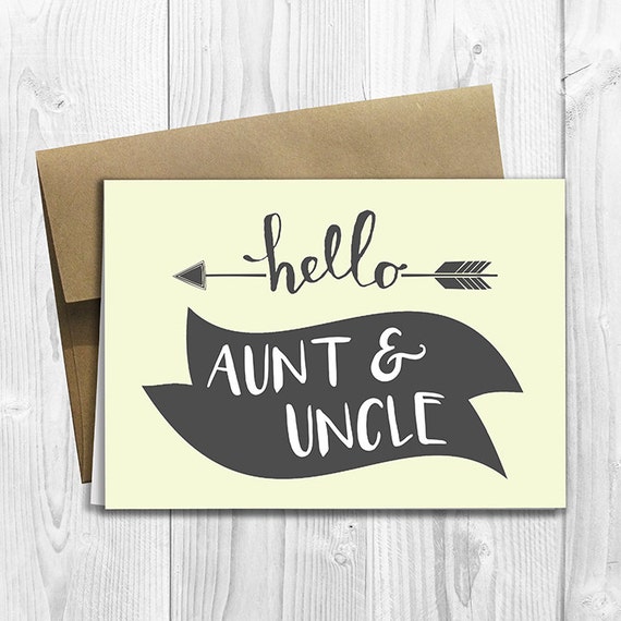 Hello Aunt & Uncle Pregnancy Announcement 5x7 Greeting Card