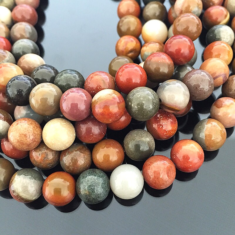 25 Polychrome Jasper Beads Genuine Multi by OneStopJewelrySupply