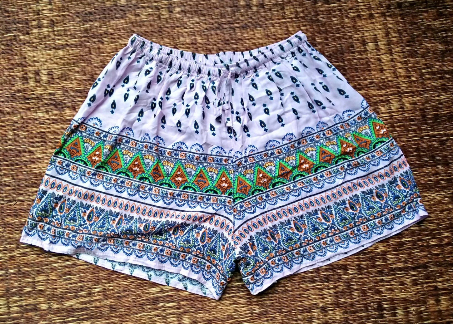 Pink Ethnic Shorts print Boho Styles fabric festival women
