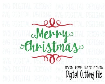 merry christmas svg file, holiday svg digital design - cutting files for silhouette, cricut & more - SVG dxf eps vinyl cut files