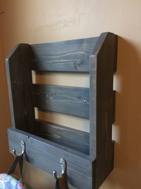 Backpack Wall Shelf / Entryway Organizer with two hooks
