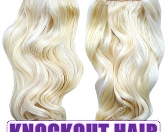 Fits like a Halo Hair Extensions 20" - 150 Grams 100% Premium Fiber Wavy Hair (Lightest Blonde/Platinum Blonde Mix - #613/1001S)