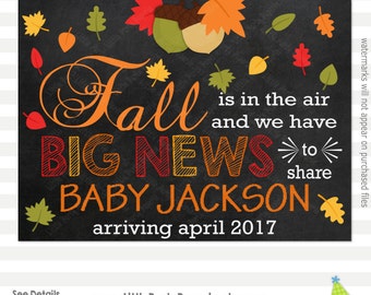 Fall Pregnancy Announcement | Fall is in the Air | Pregnancy Reveal Sign | Chalkboard Sign | Printable Chalkboard Sign | Design PA16002