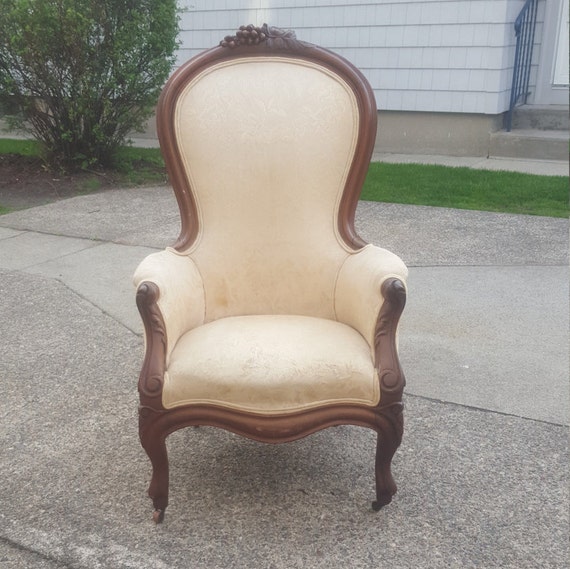 Antique Ladies White Slipper Chair Vintage by PaintFabricCrafts