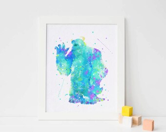 Sulley Monsters Inc Nusrery Sully Print monsters inc wall art monsters inc poster monsters inc printable watercolor nursery monsters inc