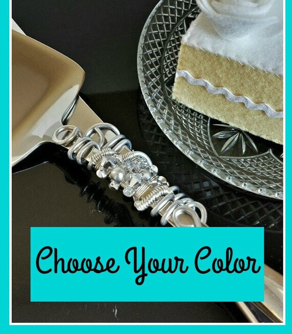  Custom  choose your color wedding  cake  server knife set 
