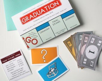 Monopoly graduation card Funny Graduation card - Graduation game with Title Deed card chance card community chest and monopoly bills