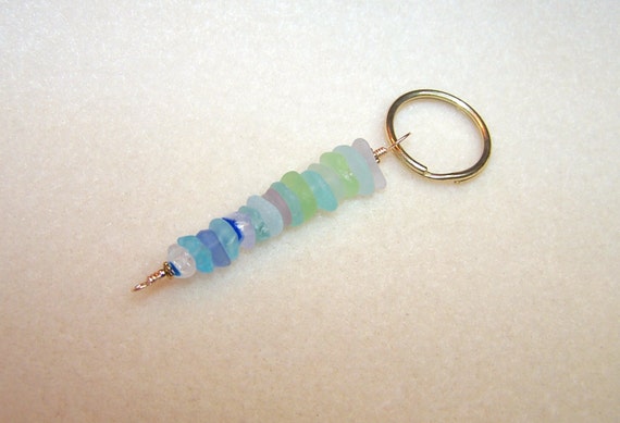 Sea Glass Keychain Beach Key Chain Soft Pastel Unique