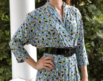 Deco wiggle dress with batwing sleeves, S M