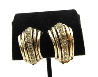 Hoop Earrings Gold Crystal Earrings Clip On Hoop Earrings Vintage Earrings Clip Earrings Jewellery For Women