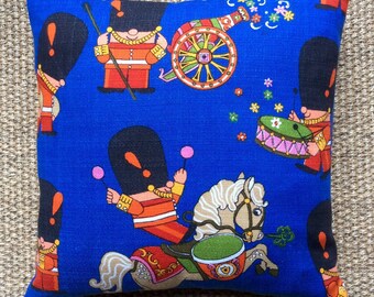 Vintage 1960s Fabric Cushion "Pop Parade" By Frieda Clowes Complete With Interior 40cmx40cm