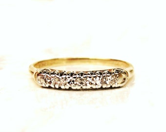 Vintage Five Stone Diamond Wedding Ring by LadyRoseVintageJewel