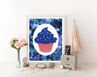 cupcake poster cupcake print cupcake printable cupcake digital download patriotic decor - Patriotic Decorations cupcake poster cupcake print cupcake printable cupcake digital download patriotic decor - Patriotic Decorations