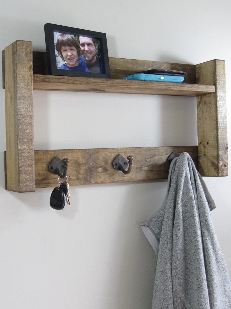 Wood Coat Rack w/ Shelf Rustic Coat Racks Entryway by CedarRoad