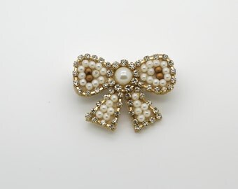 Pearl Bow Hair Clip, Bow Hair Clip, Pearl Baby Hair Clip, Flower Girl Hair Clip, Baptism Hair Clip, Ivory Hair Clip, 1425