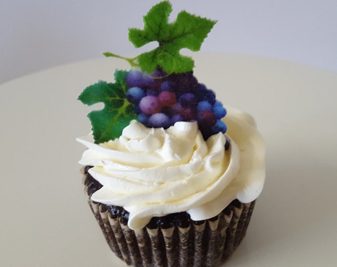 Edible Grape Clusters, Double-Sided Wafer Paper Toppers for Cakes, Cupcakes or Cookies