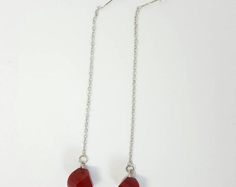 Red Long Earrings, Ready to Ship, Gifts for her, Beads