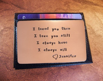 3rd Year Anniversary - Rustic Copper, - Anniversary Gift for Men -Personalized - Wallet Insert Card - Love Reminder Card
