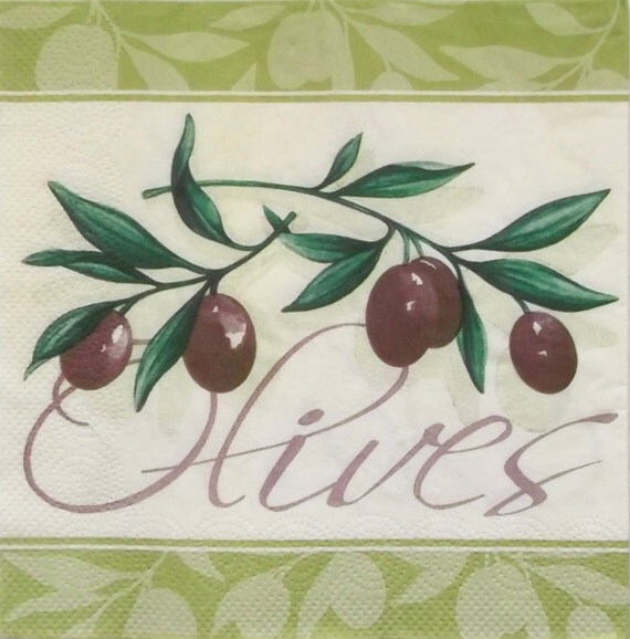 Decoupage paper napkins ''Olives'' set of 3 by MSNapkinsSupply