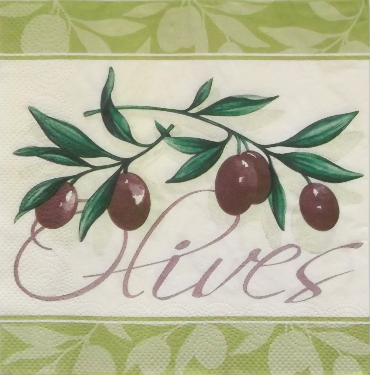 Decoupage paper napkins ''Olives'' set of 3 by MSNapkinsSupply