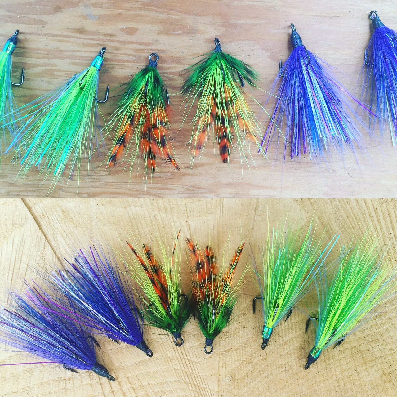 6 Dressed Treble Hooks or Steelhead Flies