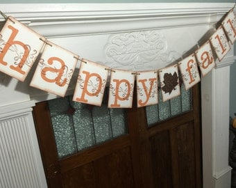Happy Fall Banner, Fall Banner, Happy Fall Sign, Rustic Thanksgiving Decoration, Autumn Photo Prop