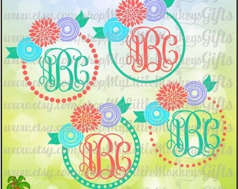 Flower Monogram SVG ~ Flower Monogram Frame SVG ~ Girls Monogram ~ Monogram Svg ~ Commercial Use SVG ~ Cut File ~ Clipart ~ svg-dxf-eps-png