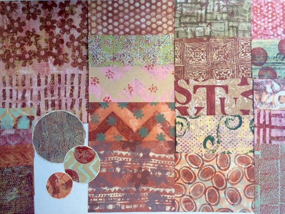 Handmade Papers using a Gelli Plate for use in Collages Art