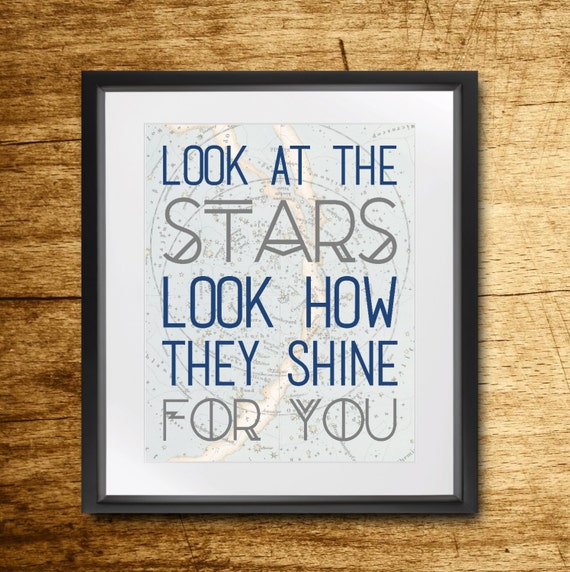 Items similar to Coldplay // Yellow // Look at the Stars Look How They ...